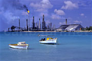 Big lagoon, boats and Valero refinery
