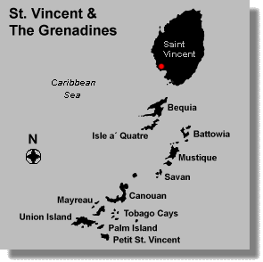 Map of Saint Vincent and The Grenadines
